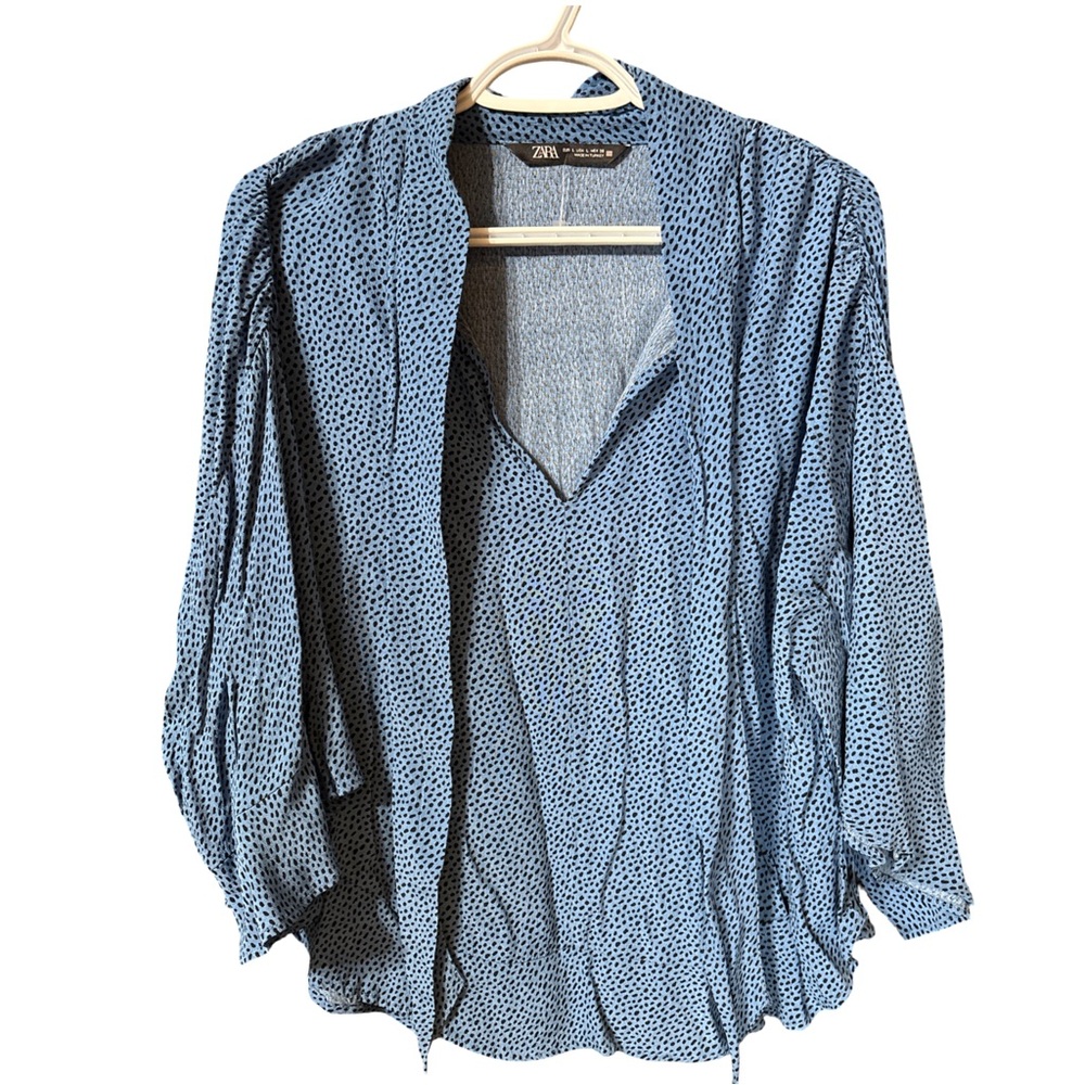 Zara Blue/Black pattern Blouse Size L